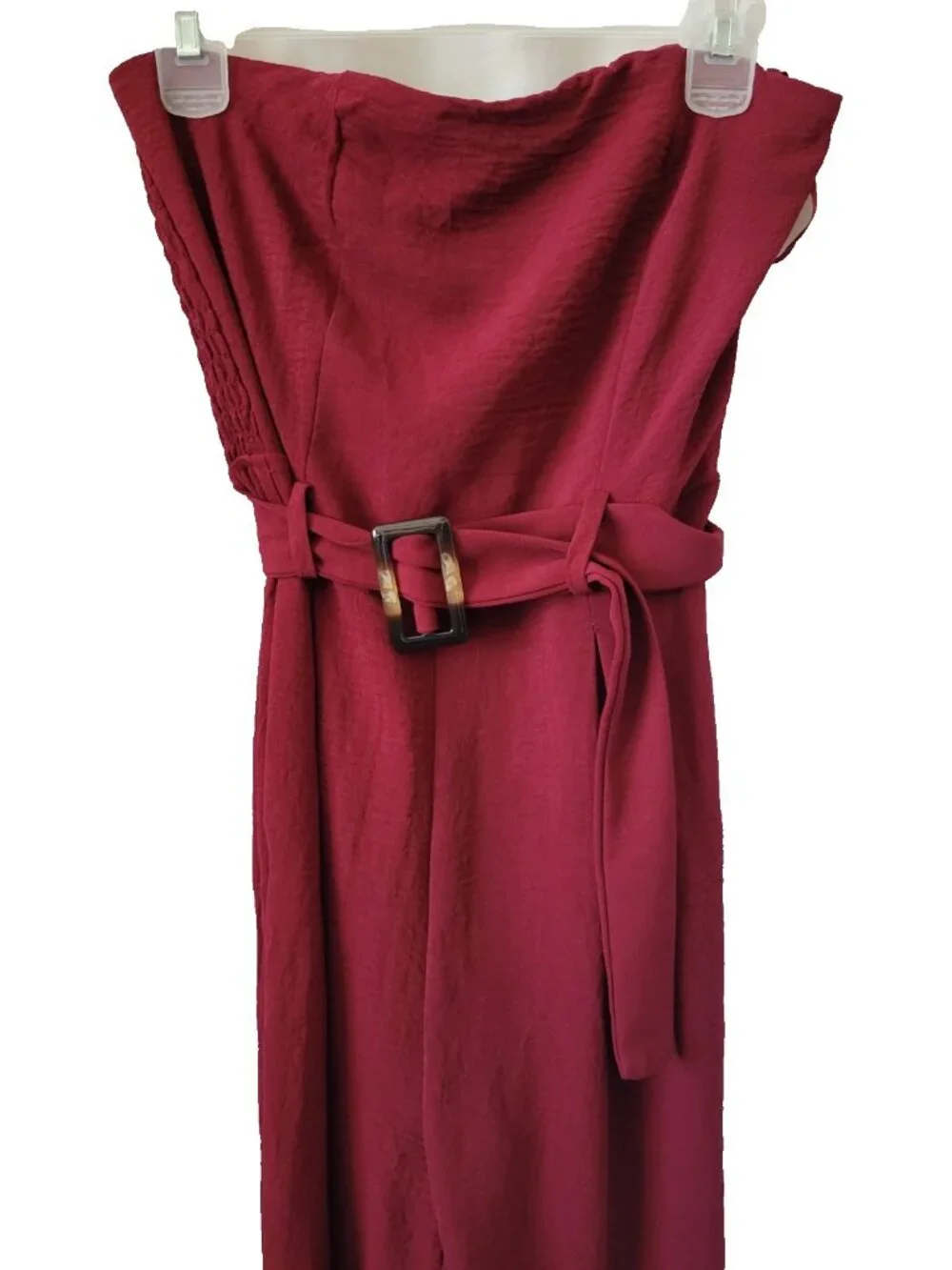 NEW Monteau Los Angeles Strapless Tube Jumpsuit Med. crepe bandeau burgundy chic - Picture 6 of 15